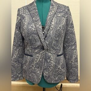 Grey and Navy Paisley Blazer